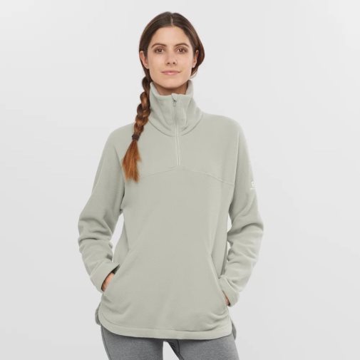 Light Grey Salomon Essential Cosy Fleece Women's Sweatshirt | PH 09816F